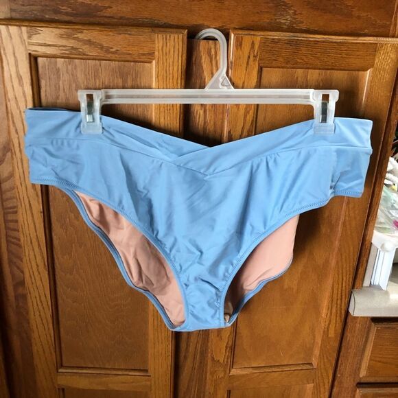 NWT J Crew Cross Front Cheeky Bikini Bottom Sky Blue Size 3X - Picture 3 of 10